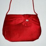 Vintage Pacific Express Rhinestone Bow Pleated Clutch Purse Bag Red Photo 3