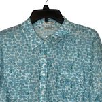 Van Heusen Women's Long Sleeve Cuffed Button Up Shirt Blue Leopard Print XL NWT Photo 1
