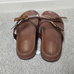 Jason Wu  Women's Brown Double Gold‎ Buckle Slide Sandals Sz 9 Casual Slip-On Photo 3