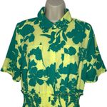 Halogen  x Atlantic Pacific Short Sleeve‎ Smocked Shirt Dress Green Floral Size M Photo 1