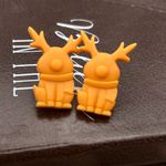 Handmade Orange Reindeer Stud Earrings • Holiday Gift Stocking Stuffer Photo 1