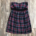 Solemio plaid flannel sweetheart strapless dress Jr size medium Photo 1