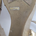 Bamboo  Platform High Wedge Heels Ankle Strap Round Toe Metallic Gold Sandal Sz 8 Photo 9