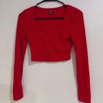 SheIn Red Cropped Long Sleeve Shirt Photo 0