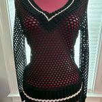 Wet Seal Vintage 2000s black mesh lone sleeve v neck sweater size Medium Photo 2
