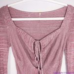 Free People NEW  Pink Long Sleeve Knit Flare Pleated Lady Luck Jumpsuit, L‎ Photo 8