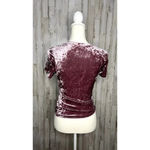 Free People  Women's Size Small Pink‎ Velvet Short Sleeve Baby Tee Top Casual Photo 3