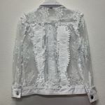 A.Z.I Lace Sheer Button Front White Denim Jacket WOMENS S Photo 6