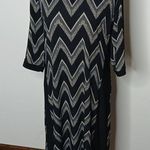 Emma & Michele black and white abstract quarter sleeve midi dress size large Photo 0