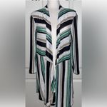 Chico's Chico’s Travelers Collection Green Black Tan Striped Cardigan Size 3 (16/18) Photo 2