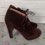 Rag and Bone Chocolate Brown Suede Platform 5" Heel Lace Up Booties Size 38 US 8 Photo 1