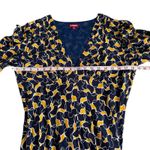 STAUD  Mini Milla V-Neck Dress in Navy Yellow Abstract Wave Print Women’s sz 10 Photo 3