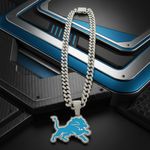 NFL Detroit Lions Necklace Pendant Cuban Chain Link Football Hip Hop Jewelry Photo 2
