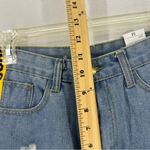 Denim High Waist Jean Shorts Light Wash Yellow Stripe Womans M Blue Size M Photo 4