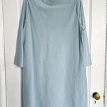 Eileen Fisher • Washable Stretch Crepe Shift Dress boat neck aqua blue Photo 0