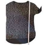 Sanctuary Scoop Neck Combo Sweater Knit Top w/Woven Back Charcoal Gray/Black Sz Photo 4