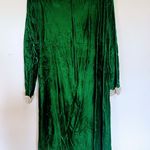 Vintage Green Velvet Dress with Lace Trim Size L Photo 3