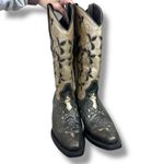 J.B. Dillon Calf Pointed Toe Black Gold Cowhide Leather Western Cowboy Boots 7.5 Photo 2