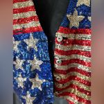 USA American Flag Sequins Vest Rodeo Small Stars & Stripes Blue Photo 4