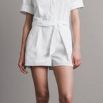 Rag and Bone  Ivory Belted Short Sleeve Romper | Size 12” Photo 0