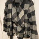 BB Dakota wool plaid open cardigan poncho black and gray size medium Photo 2
