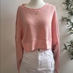 Pink Waffle Knit cropped Sweater Size L Photo 1