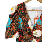 NWT Rhode Maci Floral Print Midi Dress Orange Black Cream Blue, Size 0 Photo 6
