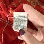 Johnny Was Red Embroidered Grid 3/4 Sleeve Tunic Blouse Top Size XS Photo 4