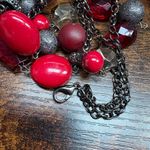Stylish Red and Silver Beaded Necklace Photo 1