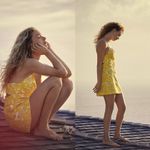 Anthropologie NWT $170  x Maeve Yellow Strappy Lace Mini Side Zip Dress 12 Photo 3