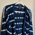 American Vintage Vintage Chunky Tundra Knit Cardigan Sweater Sz Large Oversized in Blue Photo 0