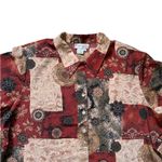 Patchwork Print Button Down Shirt Long Sleeve Boho Cottage Vintage 3XL Red Size 3X Photo 1