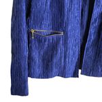 Chico's Chico’s Cobalt Blue Crinkled Plisse Satin Band Collar Jacket Size 4 Photo 3