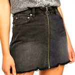 We The Free Free People Black Cut Off Denim Zip up Mini Skirt size 27 Photo 0