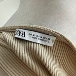 ZARA Gold Tan Ribbed Side Tie Ruched Sexy Stretch Casual Tank Dress Medium Photo 6