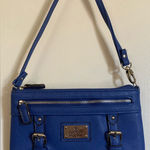 Nicole Miller Blue Silver Buckle Wristlet Bag Photo 0