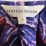 Rebecca Taylor  Silk Floral Long Sleeve Peasant Top Tie Neck Sz 2 Red Purple Photo 4