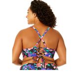 Time & Tru NWT bikini  Women's Longline Swim Top CT bottom Side Ruch Mid Rise Photo 4