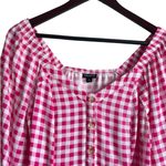 Torrid Women Rayon Top L Pink Buffalo Check Button Up Milkmaid Coquette Cowgirl Photo 4