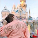 Disneyland Long Sleeve Spirit Jersey Oversized T-Shirt Peach Pink Gold Glitter Photo 4
