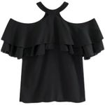 Black Minimalist Chiffon Layered Ruffle Off Photo 2