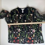 Drapers & Damons Floral Embroidered Sheer Mesh Zip Front Jacket 2X Cottage Boho Black Photo 9