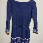 Dark Blue Striped Pattern Cropped Sleeve Dress ( S ) Photo 3