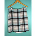 Talbots  Plaid Skirt Size 8 Wool Blend Blue Gray Black Check Lined Classic Winter Photo 1