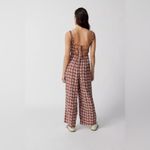 Urban Outfitters  Ecote Lovas Linen Strappy-Back Brown‎ Patterned Jumpsuit Large Photo 2
