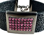 Guess  Black and Pink Crystal Statement Bracelet - Wide Band Photo 2