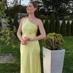 ZARA maxi dress satin effect formal wedding asymmetrical lemon yellow wedding Photo 5