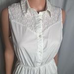 Monteau Los Angeles White Sleeveless Cotton Dress Mini Size Large Eyelet Top Photo 1