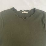 Heart & Hips Olive Green Ribbed Crop Top with Lettuce Edge Photo 2