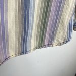 Angelique Vintage Striped Button Up Pastel Cotton Size XL Purple Photo 7